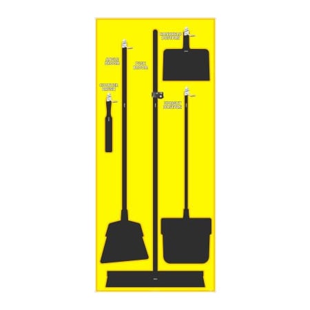 National Marker Company National Marker Janitorial Shadow Board, Yellow on Black, Pro Series Acrylic - SB107FG